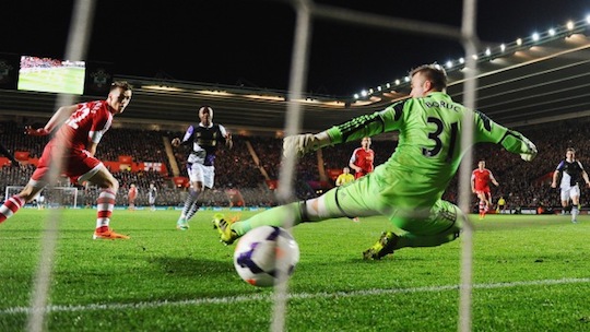 during the Barclays Premier League match between Southampton and Liverpool at St Mary's Stadium on March 1, 2014 in Southampton, England.